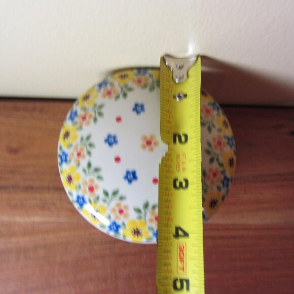 trinket dish jar with lid handmade Poland NWT floral ceramic (W5590) - Picture 4 of 10